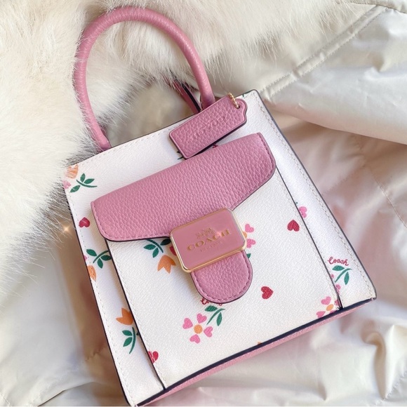 Coach Mini Pepper Crossbody With Heart Petal Print Chalk Pink C7599